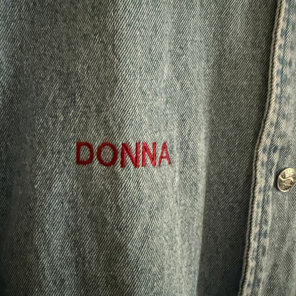 90s Vintage Port Authority Denim Varsity Jacket 1st gen Mazda Miata Donna XL - Picture 4 of 7